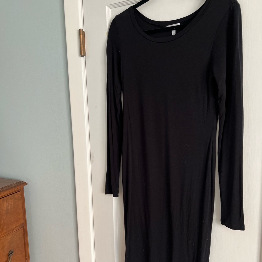 Nordstrom Leith Midi Black Long sleeve Dress, Stretchy, Buttery Soft - sz M